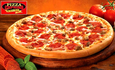 Pizza Caprina Andheri West - Regular pizza absolutely free on purchase of large pizza. Tickle your taste buds!