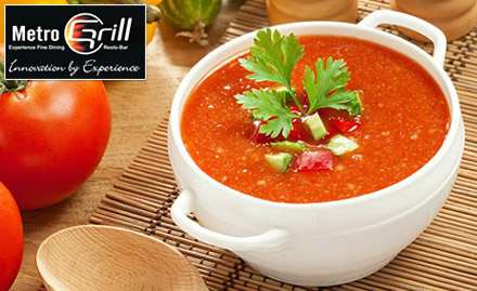 Metro Grill Sector 10, Rohini - Combo meal at Rs 1218! Enjoy soup, starters, main course, beer & more!