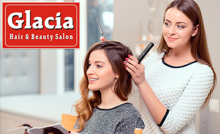 Glacia Hair & Beauty Salon Karelibaug - 40% off on all hair care services. Get hair spa, rebonding, smoothening & more!