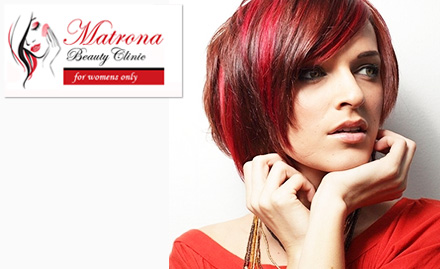 Matrona Beauty Clinic Sonari - 30% off on hair care services. Get Hair cut, hair spa, hair colouring and more!