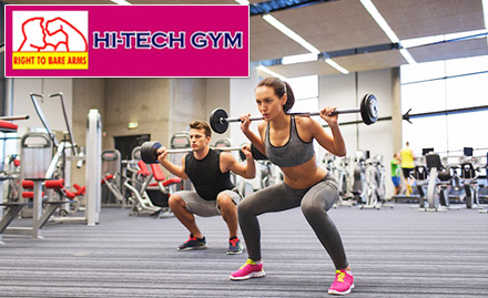 Hi Tech Gym Ganapathi - 3 gym sessions at just Rs 19. Also get 3-month gym membership absolutely free on 12-month enrollment!
