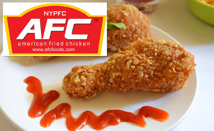 American Fried Chicken Sahid Nagar - 20% off on food bill on a minimum billing of Rs 350 for just Rs 19. Enjoy fried chicken, pizza, pasta and more!