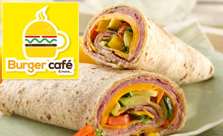 Burger Cafe Sector 46 - 20% off on food bill. Enjoy wraps, rolls, burgers, french fries, sandwich & more!