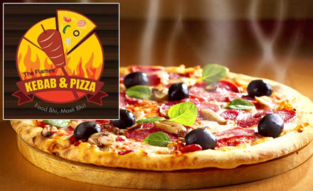 The Flames Kebab & Pizza Dilsukhnagar - 20% off on a minimum billing of Rs 500. Enjoy delish Mediterranean and Italian delicacies!