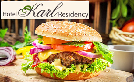 Cafe Popo - Hotel Karl Residency Andheri West - 20% off on total bill. Enjoy pizza, burgers, cheese balls and more!