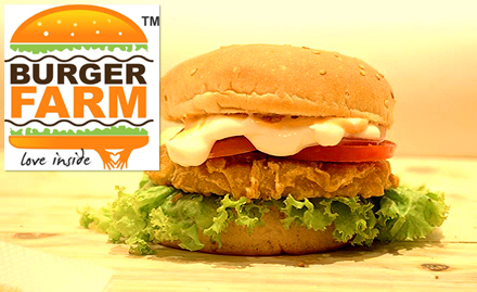 The Burger Farm Mansarovar - 15% off on a minimum billing of Rs 400. Enjoy delish fast food!