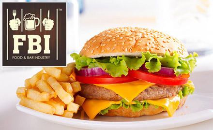 FBI - Food & Bar Industry Malad East - 20% off on total bill. Enjoy seafood, burgers, noodles and more!