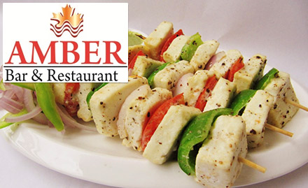 Amber - Saluja Residency Hill Cart Road - 15% off on food bill. Enjoy Indian, Mughlai, Chinese, Continental and Thai cuisines!