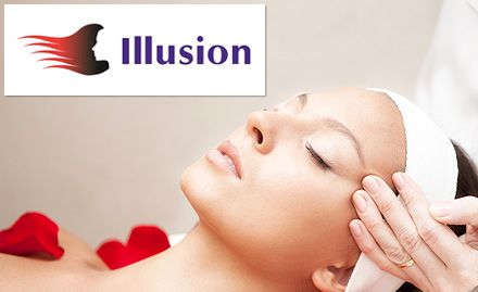 Illusion - The Unisex Saloon & Spa Sector 1 - Upto 64% off on hair care and salon services. Get facial, face bleach, hair straightening, hair spa and more!