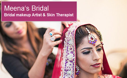 Meena's Bridal Santacruz West - 40% off on pre bridal, bridal and salon services. Get face cleanup, facial, manicure, pedicure, body polishing, hair rebonding & more!