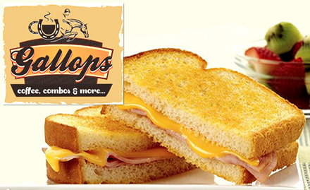 Gallops MVP Colony - 20% off on a minimum billing of Rs 500. Enjoy sandwiches, pasta, mocktails, desserts and more!