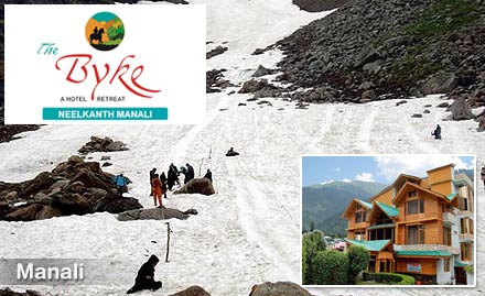 The Byke Neelkanth Manali Kullu - 25% off on room tariff in Manali. Enjoy magnificent view of the Rohtang Valley!