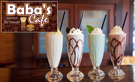 Baba's Cafe Mulund - 20% off on a minimum billing of Rs 300. Relish shakes, pasta, coffee, ice creams and more!