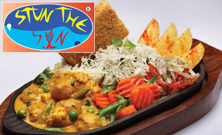 Stun The Sun Jagat Banerjee Ghat Road - Enjoy buy 1 get 1 offer on sizzler. Choose from Chinese sizzler, Hawaiian sizzler, sizzling pasta and more! 