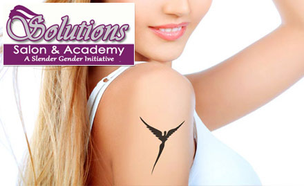 Solutions Salon And Academy Dadar West - Rs 499 for 3 sq inch permanent tattoo. Get a symbol of your story!
