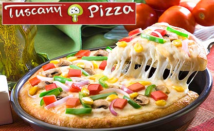 Tuscany Avinashi Road - Rs 299 for veg pizza combo. Get veg pizza, garlic bread and soft beverage!