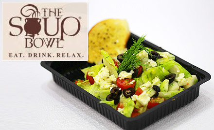The Soup Bowl Thane West - Enjoy buy 1 get 1 offer on soups, aromatic bread wonder, fresh International salads and beverages!