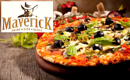 Maverick Sector 34 - Get pizza combo starting at Rs 259. Enjoy veg or non-veg pizza, mocktail and caesar salad!