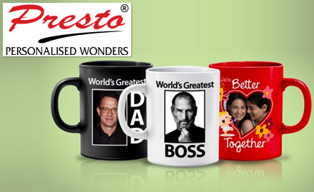 Presto Jadavpur - 20% off on gift items. Get personalized mugs, wall clocks, corporate gifts, 3D crystals and more!