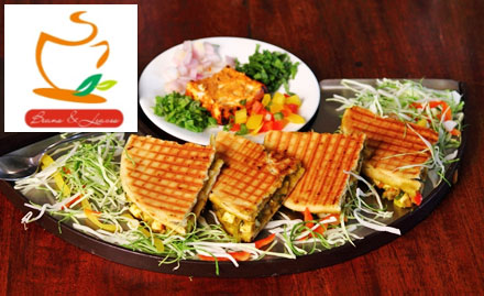 Beans & Leaves - Platinum Hotels Vasna - 15% off on a minimum bill of Rs 300. Get pizza pocket, samosa slider, Mango yoghurt smoothie, minty mojito and more!