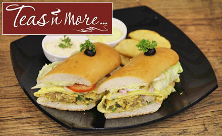 Teas N More Old Palasiya - 20% off on a minimum billing of Rs 300. Enjoy tea, sandwich, burger, roll, parathas and more!