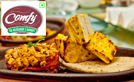 Comfy Restaurant Isanpur - Rs 258 for dinner buffet. Enjoy paneer, dal, rice, sweets and more!