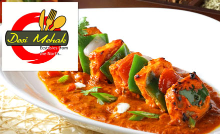 Desi Mehak Gariahat - Rs 529 for combo for two. Enjoy peas pulao, paneer achari tikka, murgh makhni and more!