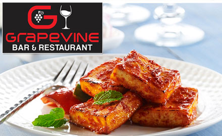 Grapevine Bar & Restaurant Calangute - 20% off food and beverages! Enjoy Goan, North Indian, Chinese and Italian dishes!