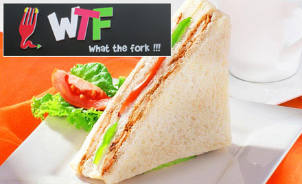 WTF - What The Fork T T Nagar - 20% off! Enjoy sandwich, pasta, pizza, burger, milkshake and more!