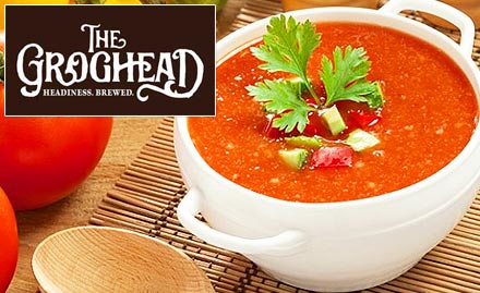 The Groghead Green Park - 20% off on soups, burgers, pasta, grub & more. Located at Green Park!