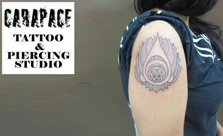 Carapace Tattoos & Piercing Studio Ballygunge - 1 sq inch of permanent tattoo at just Rs 19. Get coloured or black & grey tattoo!