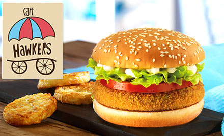 Cafe Hawkers Connaught Place - 15% off on grilled sandwiches, burgers, salads, soups & more. Located at Connaught Place!