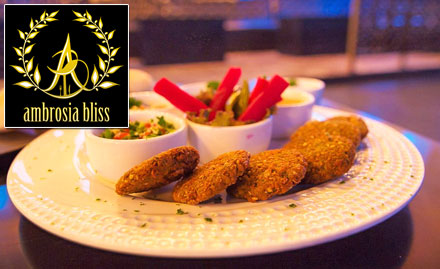 Ambrosia Bliss Connaught Place - Enjoy 15% off on food bill. Also, enjoy buy 1 get 1 free offer on IMFL!