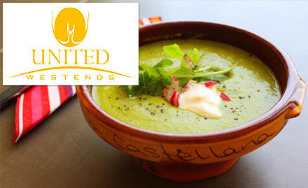 United Westends Punjabi Bagh - Get offers on veg or non veg 3 course meal along with drinks starting at Rs 764!