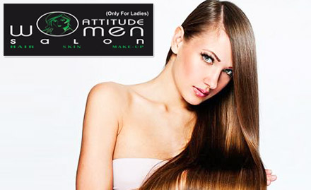 Attitude Women Salon Sola - Upto 71% off on salon services. Get hair spa, haircut, waxing, facial, de-tan bleach and more!