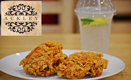 Ackley Cafe Koramangala - 20% off on a minimum bill of Rs 400. Enjoy Chicken Tikka, Afghani Chicken, Shahi Paneer & more!