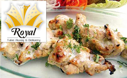 Royal Takeaway & Delivery Chittaranjan Park - 20% off on food bill. Enjoy Afghani soya chaap, chicken haryali tikka, butter chicken & more!