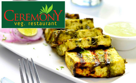 Ceremony Veg Restaurant MI Road - 20% off on food and beverages. Enjoy North Indian, South Indian, Chinese and Continental cuisine!
