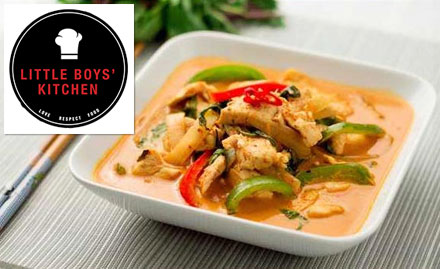 Little Boys Kitchen Home Delivery - 20% off on food and beverages. Relish Chinese, Asian, Mediterranean and Continental cuisines!