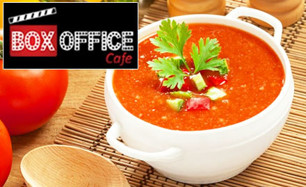 Box Office Cafe Vijay Nagar - 20% off on food and beverages. Relish soups, burgers, shakes and more!