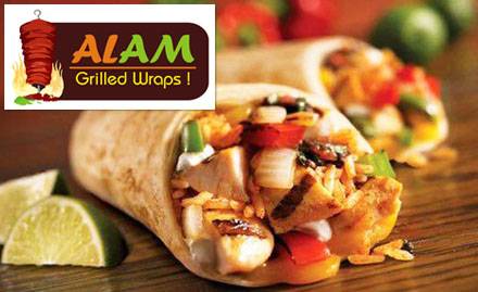 Alam Grilled Wraps Ganapathi - Enjoy 20% off on shawarma, wraps, pasta, sandwich, burger, chicken popcorn, milkshake and more!