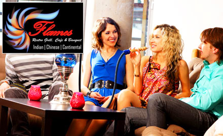 Flames Lake View Road - Rs 349 for hookah combo for 2. Enjoy double flavoured hookah, starter and mocktails!