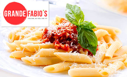 Grande Fabio's Home Delivery - 20% off on pizza, pasta, bruschetta and more. Delivery only!