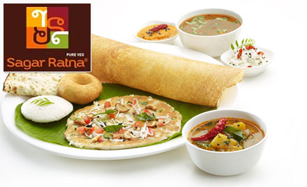 Sagar Ratna RNT Marg - 20% off on a minimum billing of Rs 500. Enjoy pure vegetarian South Indian, North Indian and Chinese delicacies!