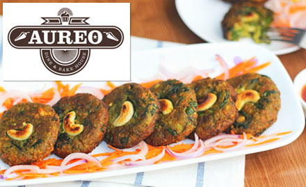 Aureo Dine & Bake House Sector 110, Noida - 20% off on food and bakery items. Enjoy starters, soups, pizza, cakes & more!