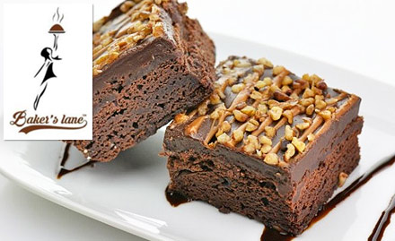 Baker's Lane Velachery - 20% off on a minimum billing of Rs 300. Enjoy walnut brownie, brownie pop, chocolate brownie and more!