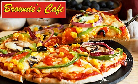 Brownie's Cafe Thakurpukur - 20% off on a minimum billing of Rs 150. Enjoy pasta, pizza, wrap, mocktail, desserts and more!