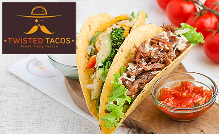 Twisted Tacos Home Delivery in Lado Sarai, Saket - 15% off on a minimum billing of Rs 500. Enjoy tacos, salads, shakes, desserts & more!