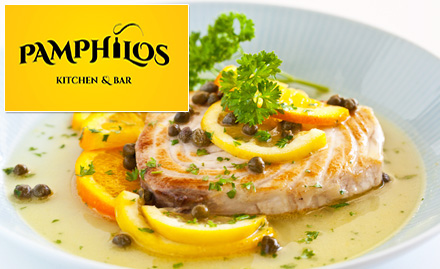 Pamphilos Greater Kailash Part 1 - 20% off on food bill. Relish authentic European, Italian, Continental and North Indian cuisines!