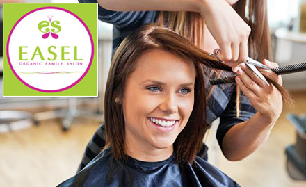 Easel Organic Family Salon Thane West - 50% off on skin & hair care services. Get hair spa, facial, bleach, hair wash & more!
